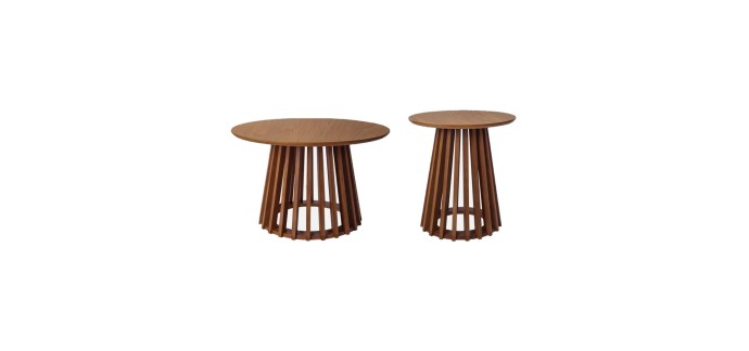 Sweeek: Set de 2 tables basses rondes noyer Ø40cm et Ø60cm à 97,49€ (au lieu de 129,99€)
