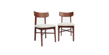 Sweeek: Lot de 2 chaises vintage bois d'hévéa et bouclette noyer à 143,99€ (au lieu de 179,99€)