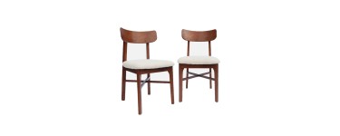 Sweeek: Lot de 2 chaises vintage bois d'hévéa et bouclette noyer à 143,99€ (au lieu de 179,99€)