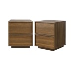 Sweeek: Table de chevet effet bois 2 tiroirs noyer (lot de 2) à 119,99€ (au lieu de 149,99€)