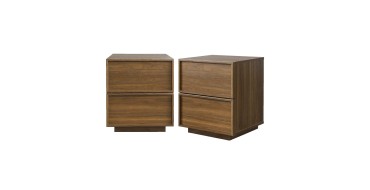 Sweeek: Table de chevet effet bois 2 tiroirs noyer (lot de 2) à 119,99€ (au lieu de 149,99€)