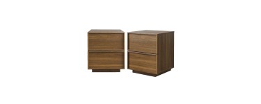 Sweeek: Table de chevet effet bois 2 tiroirs noyer (lot de 2) à 119,99€ (au lieu de 149,99€)