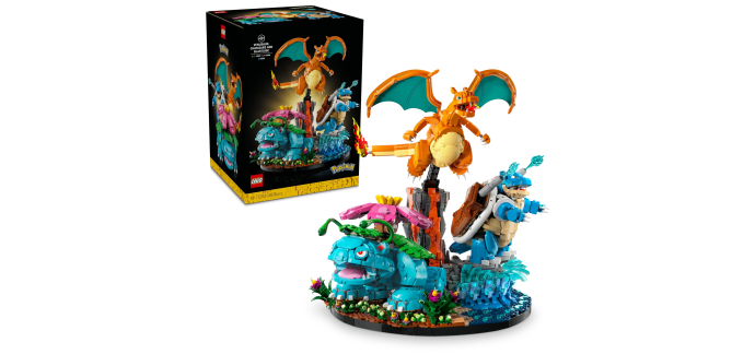 Amazon: LEGO® Pokémon Florizarre, Dracaufeu et Tortank (72153) à 590,99€ (au lieu de 649,99€)