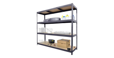 Castorama: Étagère de garage en métal gris, 4 plateaux en bois, charge 1200 kg à 59,90€ (au lieu de 119,90€)