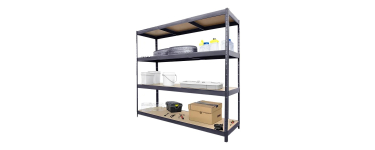 Castorama: Étagère de garage en métal gris, 4 plateaux en bois, charge 1200 kg à 59,90€ (au lieu de 119,90€)