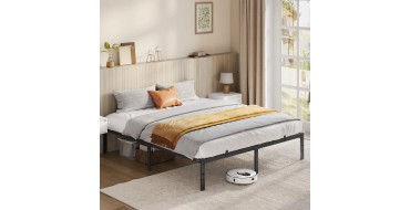 Amazon: Cadre de lit 160x200 cm avec sommier - Métal, rangement dessous, noir mat à 65,69€