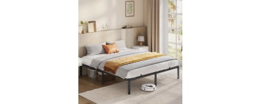 Amazon: Cadre de lit 160x200 cm avec sommier - Métal, rangement dessous, noir mat à 65,69€