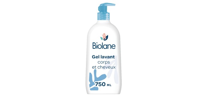 Amazon: Gel douche Biolane bébé corps et cheveux 2 en 1 - 750ml, peaux sensibles à 3,74€ (au lieu de 5,34€)