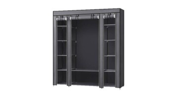 JoyBuy: JOYFURNOS Armoire en tissu portable grise - 45x150x175 cm, 12 compartiments à 28,99€