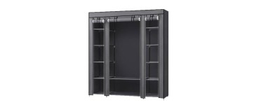 JoyBuy: JOYFURNOS Armoire en tissu portable grise - 45x150x175 cm, 12 compartiments à 28,99€