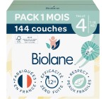 Amazon: Lot de 144 Couches Bébé Biolane - Taille 4, 7-18 Kg à 40,44€ (au lieu de 60,13€)