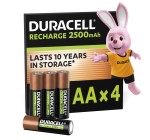 Amazon: 4 Piles rechargeables Duracell AA 2500 mAh NiMH à 9,26€ (au lieu de 15€)