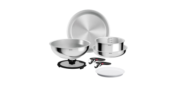 Amazon: Batterie de cuisine Tefal Ingenio Comfort Max - 8 pièces, acier inoxydable à 64,99€