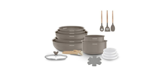 Cdiscount: Batterie de cuisine ARTHUR MARTIN 18 pièces - Tous feux dont induction, revêtement céramique, poigné