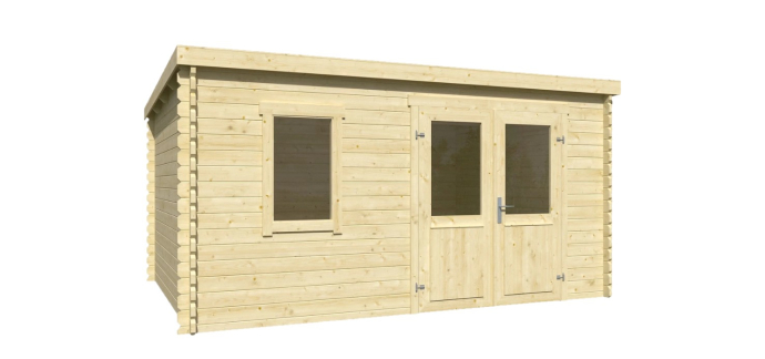 Castorama: Abri de jardin Klikstrom Linda bois naturel ép.34 mm - 12,2 m² à 1199,9€ (au lieu de 1649€)