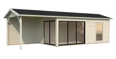 Bricomarché: Studio de jardin en bois Palmako Amanda - 17,1 m² + pergola 7,8 m² à 9040€ (au lieu de 11299€)