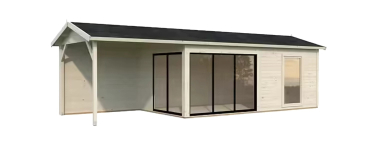 Bricomarché: Studio de jardin en bois Palmako Amanda - 17,1 m² + pergola 7,8 m² à 9040€ (au lieu de 11299€)
