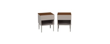 Sweeek: Lot de 2 tables de chevet métal et décor bois gris/noyer à 79,99€ (au lieu de 99,99€)
