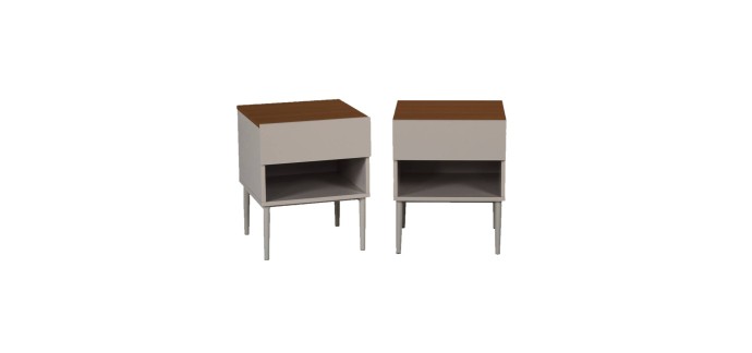 Sweeek: Lot de 2 tables de chevet métal et décor bois gris/noyer à 79,99€ (au lieu de 99,99€)