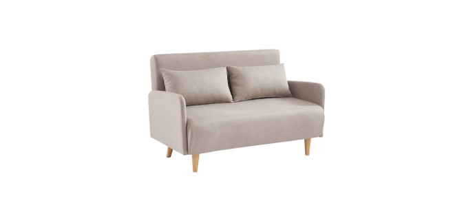 Sweeek: Canapé convertible en tissu beige 2 places à 279,99€ (au lieu de 349,99€)