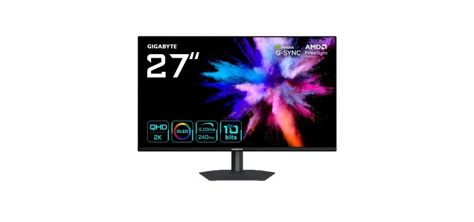 Amazon: Ecran PC 27" Gigabyte GO27Q24A - QHD, QD-OLED 240 Hz, FreeSync Premium, G-Sync Compatible à 308,90€