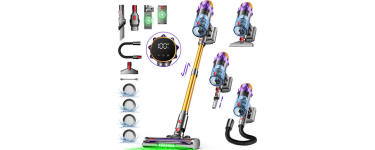 JoyBuy: Daynee Aspirateur sans fil 65 kPa/70 min avec écran, tuyau 1 m, brosse anti-enchevêtrement, HEPA*4 à