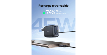 Amazon: Chargeur USB C Baseus Enercore - 45W, câble USB-C intégré à 16,99€ (au lieu de 28,98€)