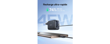 Amazon: Chargeur USB C Baseus Enercore - 45W, câble USB-C intégré à 16,99€ (au lieu de 28,98€)