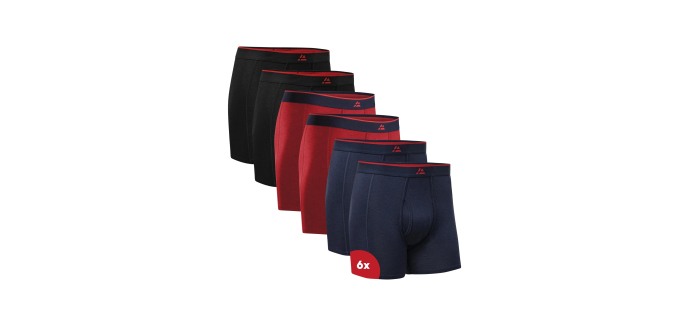 Amazon: Lot de 6 Boxers Danish Endurance Bambou Homme - Multicolore à 34,9€ (au lieu de 51,4€)