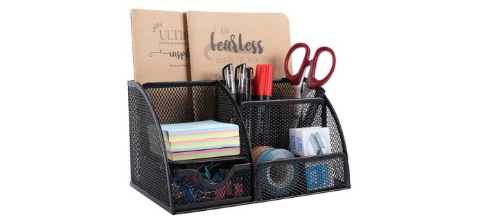 JoyBuy: Senhoglb Organiseur de bureau en maille métallique noire à 5,26€ (au lieu de 11,59€)