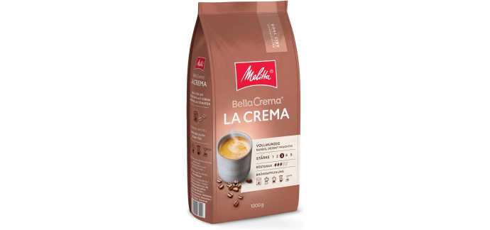 Amazon: Café en grain Melitta BellaCrema La Crema 1kg - Intensité 3 à 12,95€