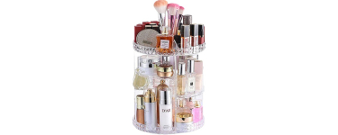 JoyBuy: Vilscijon Porte-pinceaux de maquillage transparent rotatif - Grande capacité à 7,98€
