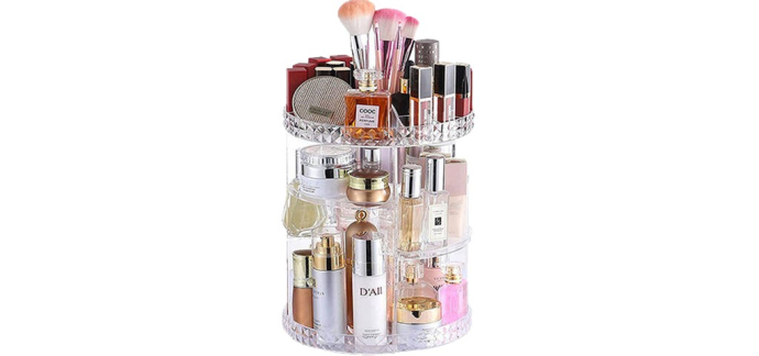 JoyBuy: Vilscijon Porte-pinceaux de maquillage transparent rotatif - Grande capacité à 7,98€