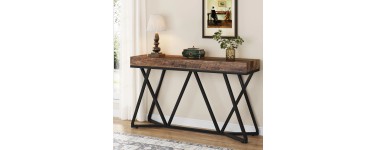 Amazon: Table console Tribesigns 140cm - Style industriel bois et métal, 140 x 30 x 90,5 cm à 59,99€