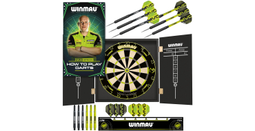 Amazon: Set de fléchettes Winmau Michael Van Gerwen - cible, armoire, 6 fléchettes à 57,56€
