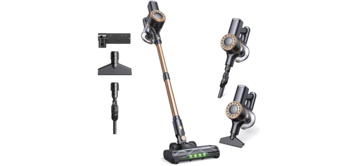 JoyBuy: Lubluelu P2 Aspirateur balai sans fil - 30 kPa, brosse anti-emmêlement, éclairage vert à 66,99€
