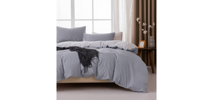 JoyBuy: MENDALE Housse de couette 240x220 cm + taie 65x65 cm - Microfibre brossée à 10,08€