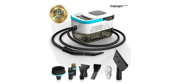 JoyBuy: Nettoyeur vapeur monsga 1500 W - 3,5 bar, réservoir 1,6 L à 49,98€ (au lieu de 249,99€)