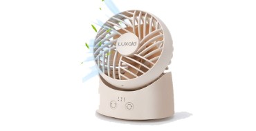 JoyBuy: Luxaid Mini ventilateur de bureau - oscillation 60°, 3 vitesses, batterie 1800 mAh à 7,9€
