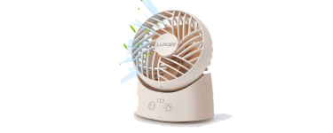 JoyBuy: Luxaid Mini ventilateur de bureau - oscillation 60°, 3 vitesses, batterie 1800 mAh à 7,9€
