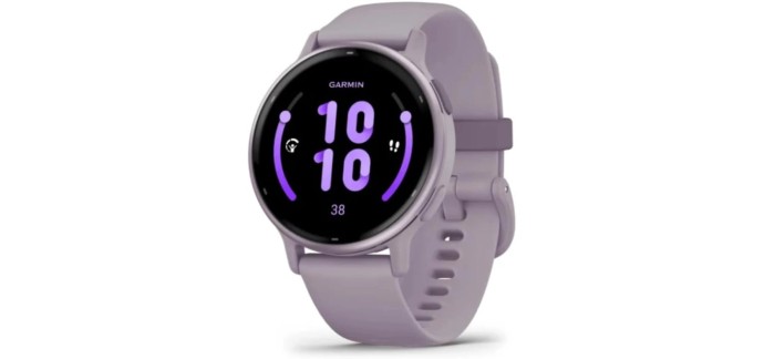 Amazon: Montre Connectée Garmin Vívoactive 5 - GPS, Sport & Santé, 42mm, Écran AMOLED, Coloris Orchidée à 16