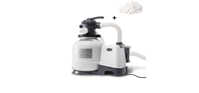 Cdiscount: Filtre à sable Intex SX2800 8m3/h pour piscine jusqu'à 56m³ + 2 sachets de balles filtrantes à 197,6