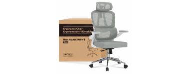 Amazon: Chaise de Bureau Ergonomique Flexispot OC3 Lite - Dossier Mesh réglable, Accoudoirs 2D, Gris à 109,9