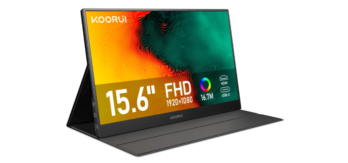 Amazon: Ecran Portable 15.6" Koorui - IPS 1920×1080, FHD, HDMI, USB-C à 59,99€ (au lieu de 84,37€)