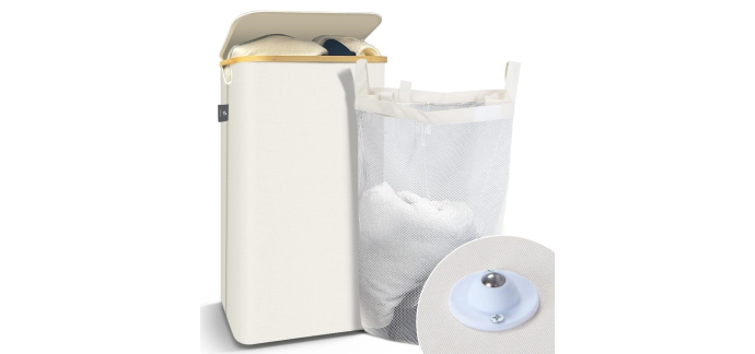 Amazon: Panier à linge pliable Vounot - 100L, avec roulettes à 16,99€ (au lieu de 29,16€)