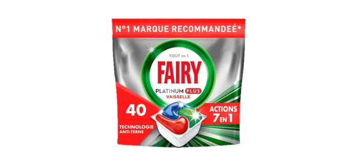 JoyBuy: FAIRY Tablettes lave-vaisselle Platinum Plus Original x 40 à 8,29€ (au lieu de 14,9€)