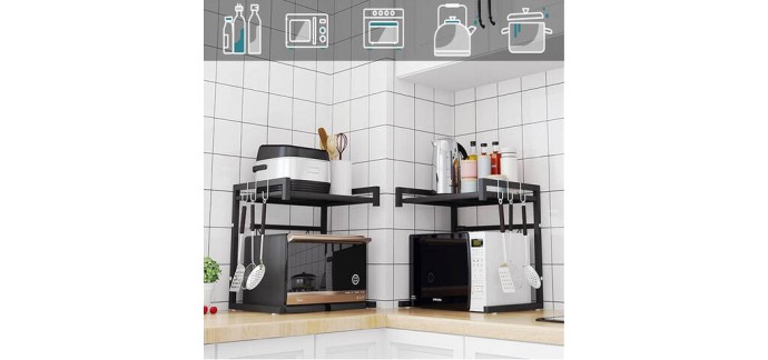 JoyBuy: SRD Étagère extensible en forme de C pour four à micro-ondes à 10,99€ (au lieu de 17,76€)