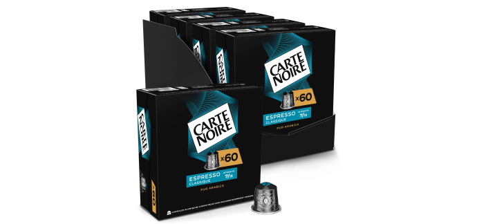 Amazon: Lot de 240 capsules de café Carte noire Espresso Classique N°7, Compatible Nespresso à 49,50€ (au li