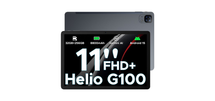 JoyBuy: DOOGEE Tab E3 - Tablette Android 15, 11" FHD+ 90Hz, 32+256Go, Helio G100, 8800mAh à 129,99€