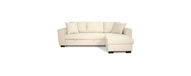 Cdiscount: Canapé d'angle convertible réversible 4 places HAMILTON - Velours beige, 245x150x86 cm à 599,99€